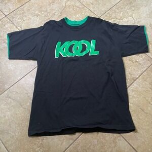 Vtg‎ 90s Bluegrass Tees Graphic T-Shirt Ringer Tee Black Green KOOL Logo Mens L
